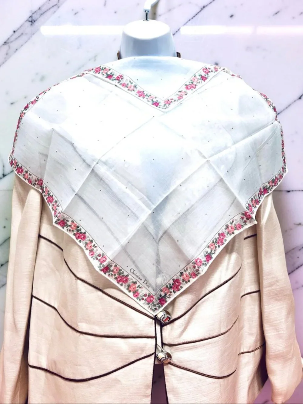 2) New-Beautiful Christian Dior Mini Scarf/Neck-kerchief Cott 19